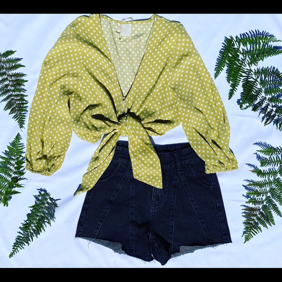 By Together Tops - Tie Front Polka Dot Blouse